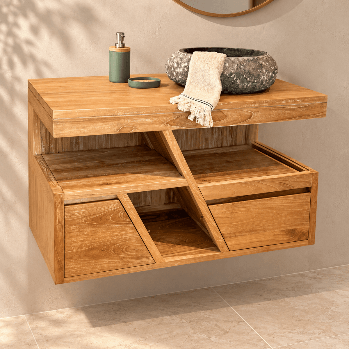 Meuble de salle de bain Oblique 1P 1T 100x50x60cm