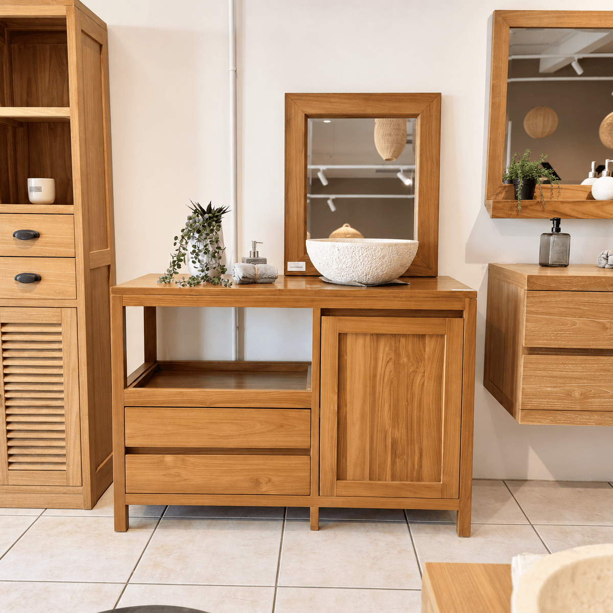 Meuble de salle de bains Prj Minimalis - 1P Block - 2T - Vitre Deco - 120x50x85 cm